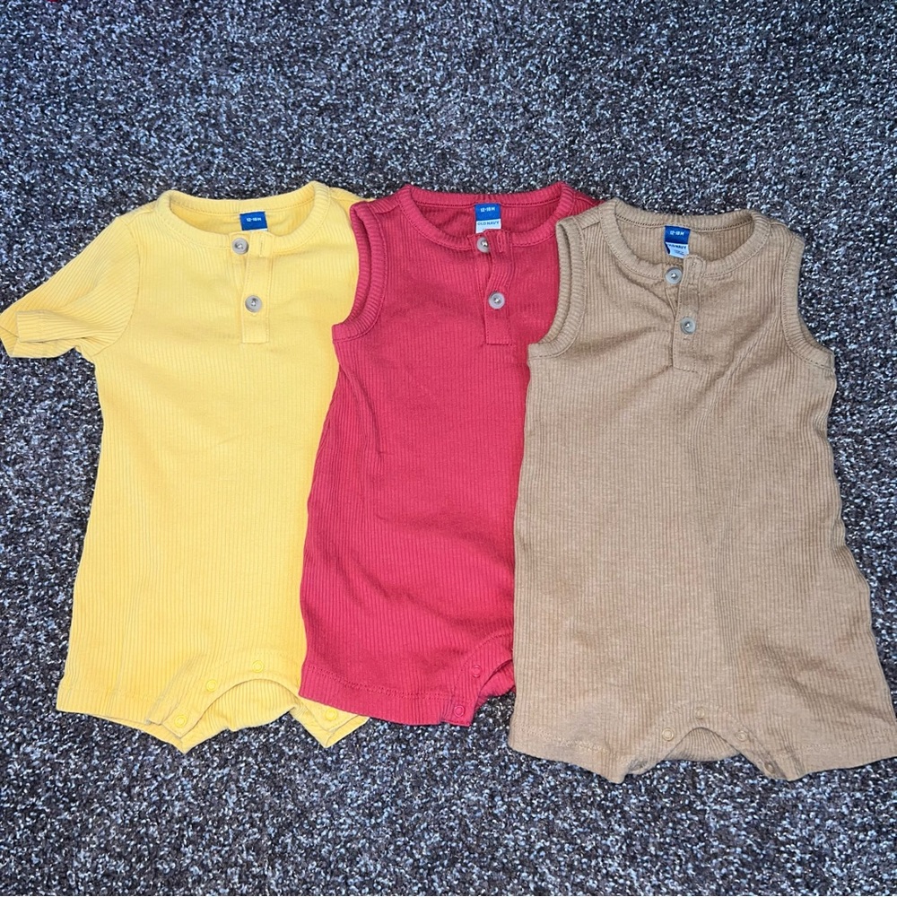 Infant Boys Ribbed Rompers